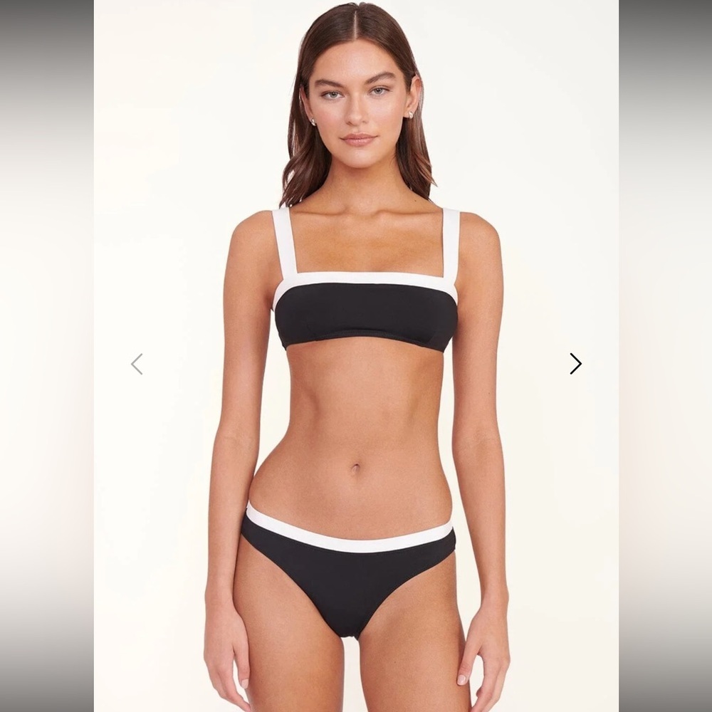 NWT STAUD LIV BIKINI TOP BLACK WHITE